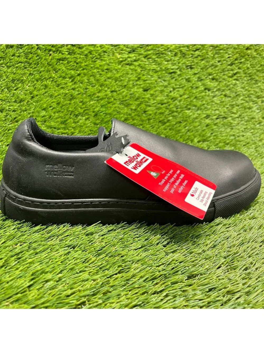 Mellow Walk Jessica Women Size 9.5E Black Leather Steel Toe Safety Slip-On Shoes